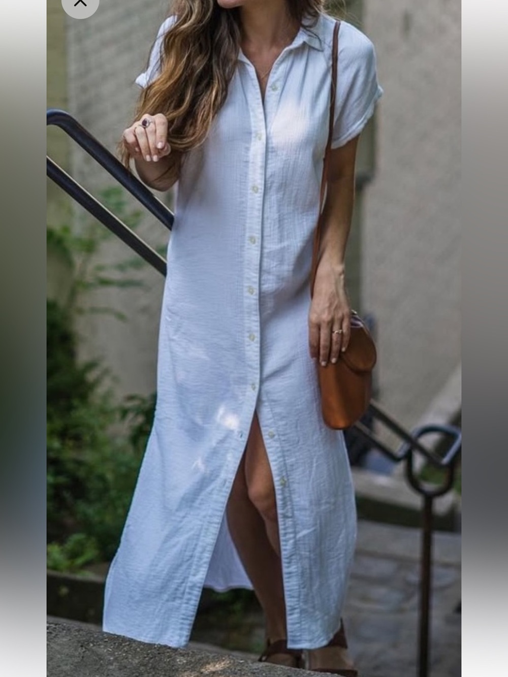 Lands' End cotton gauze White Maxi Shirt Dress XS